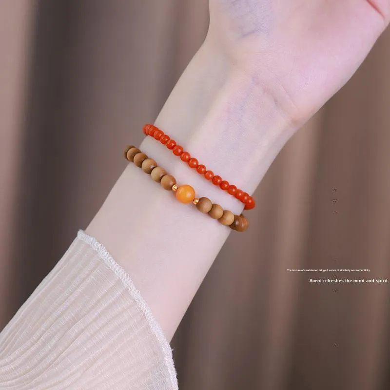 Moon Seal Hundred Rivers Laoshan Sandalwood Bracelets Unisex-1