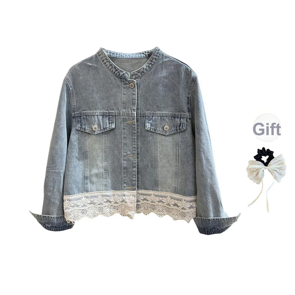PAVEA Denim Jacket Women's Blue+Hair Tie Comes With