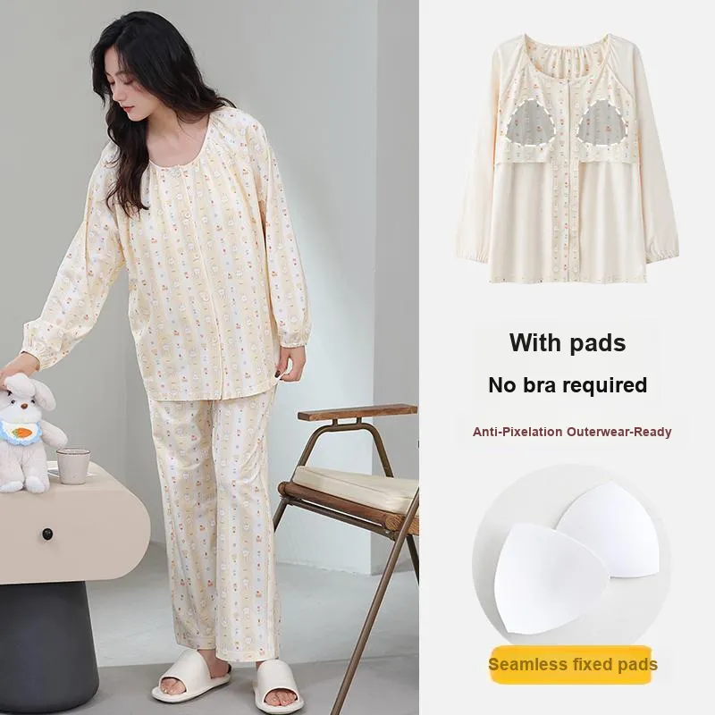 Cotton Gene Pajama Set Women's Ecru-1