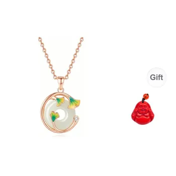 MUGONGZI Hetian Jade Necklaces Pale Greenish White Jade Women's