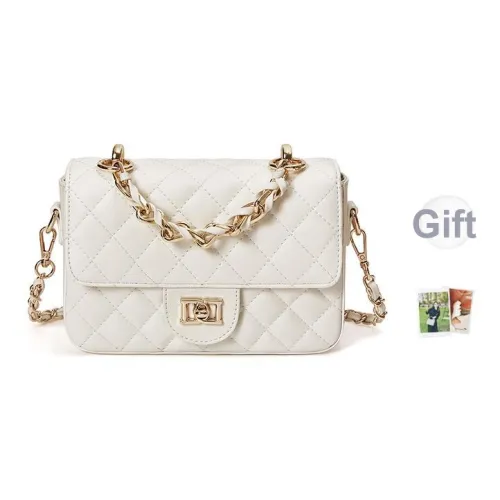 RED DRAGONFLY Коровья кожа Маленькая квадратная сумка Сумка-конверт Сумка через плечо Стандартная Женская Экрю Черный