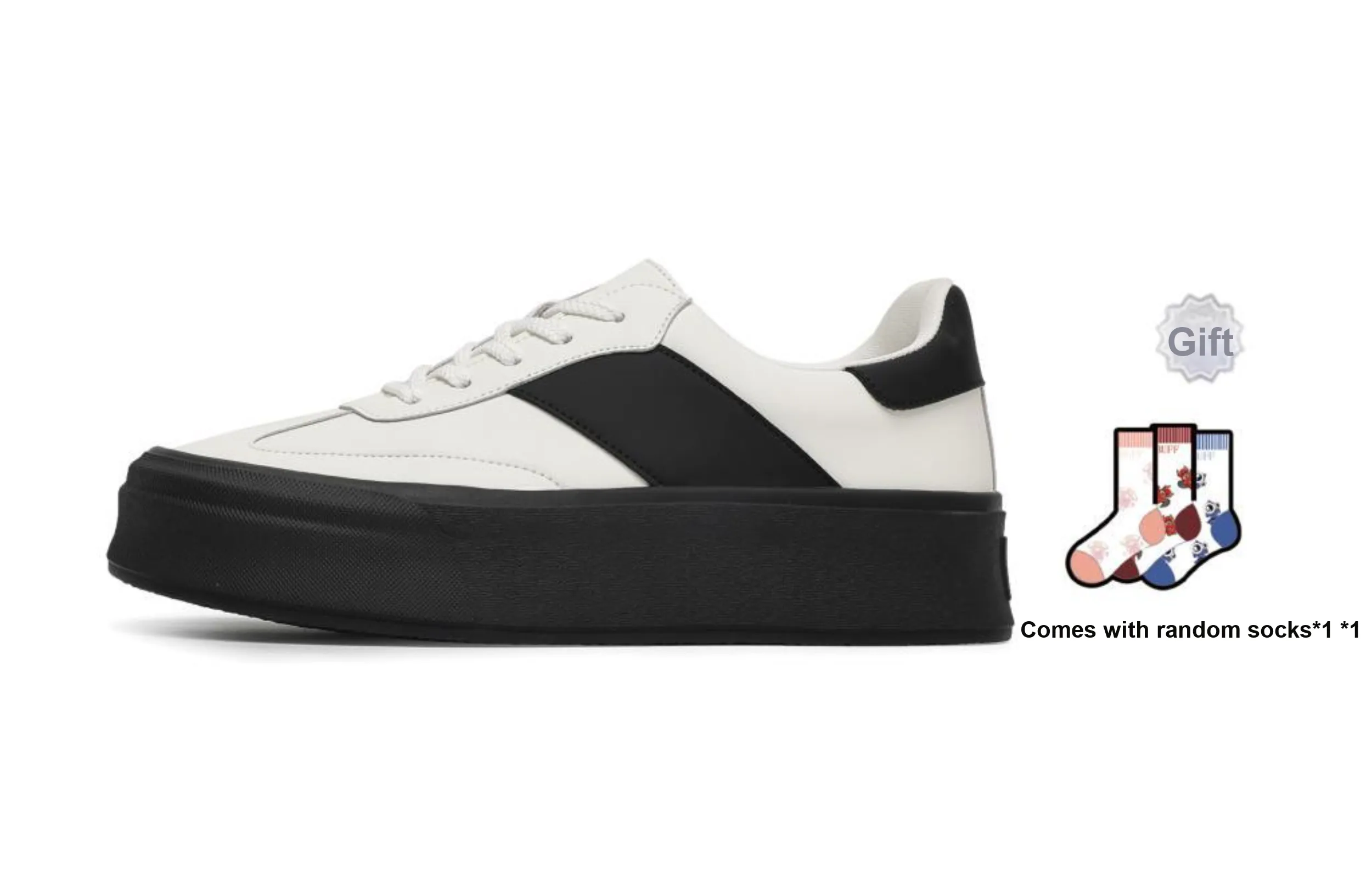BUFFALO BOUND Anti-Slip Wear-Resistant Low-Top Skateboard Shoes Unisex White Black
