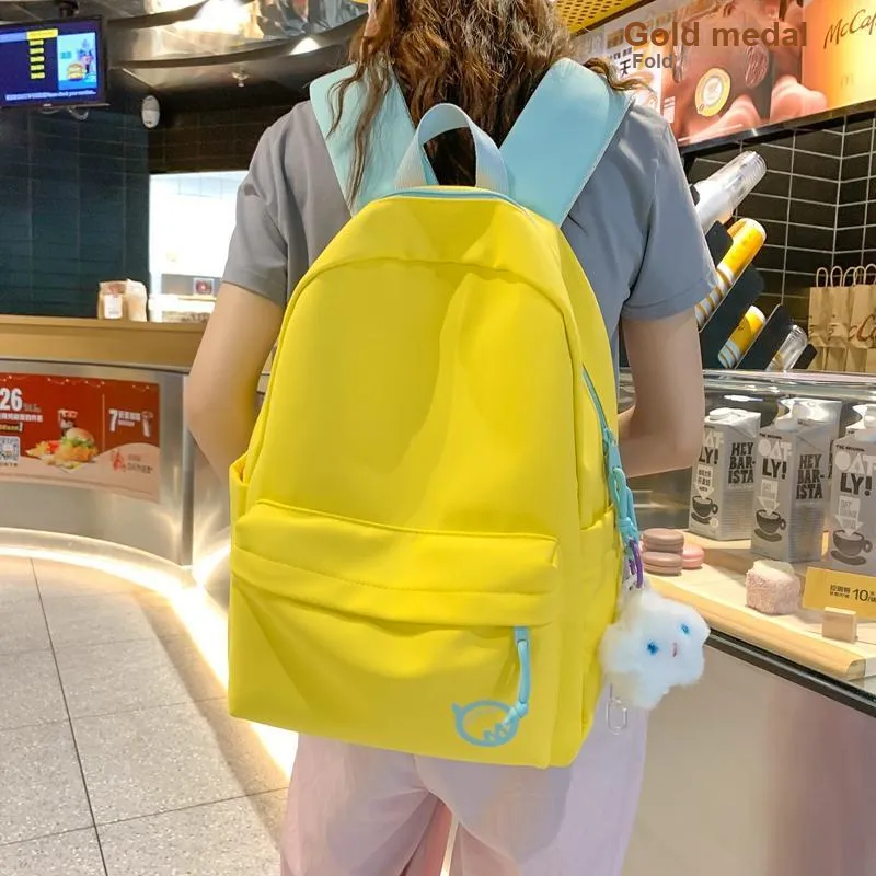 Vack Nylon Backpack Unisex White/Black/Yellow/Blue-13