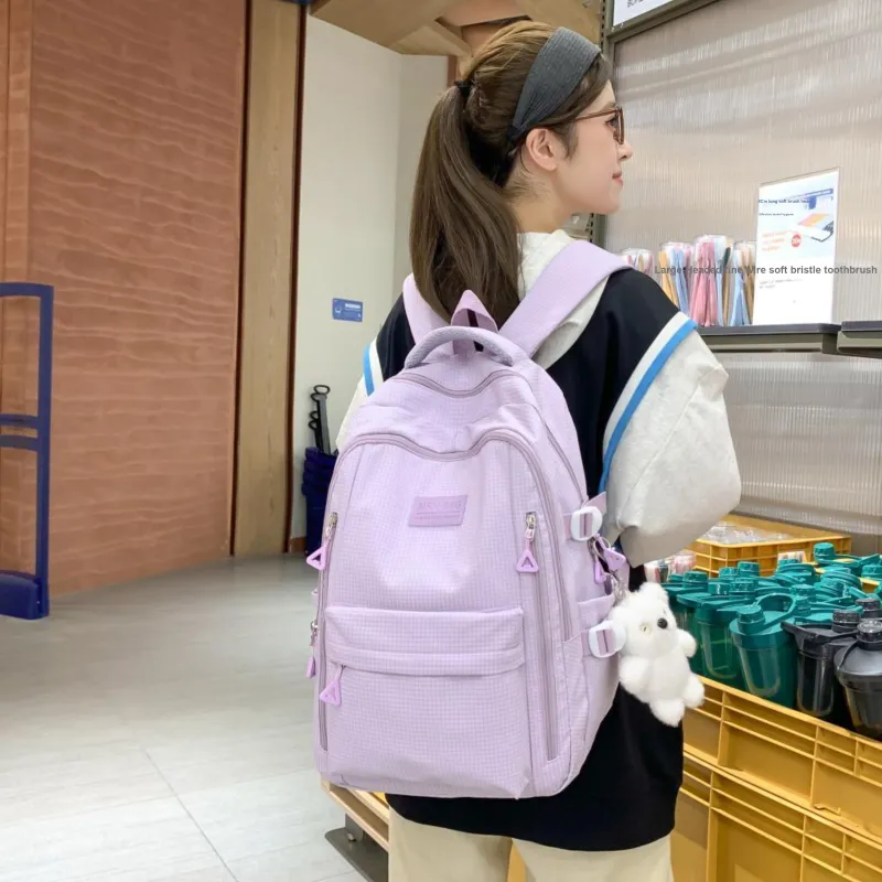 URBAN FOREST Nylon Backpack Unisex Ecru/Black/Pink/Light Purple/Yellow/Light Blue-18