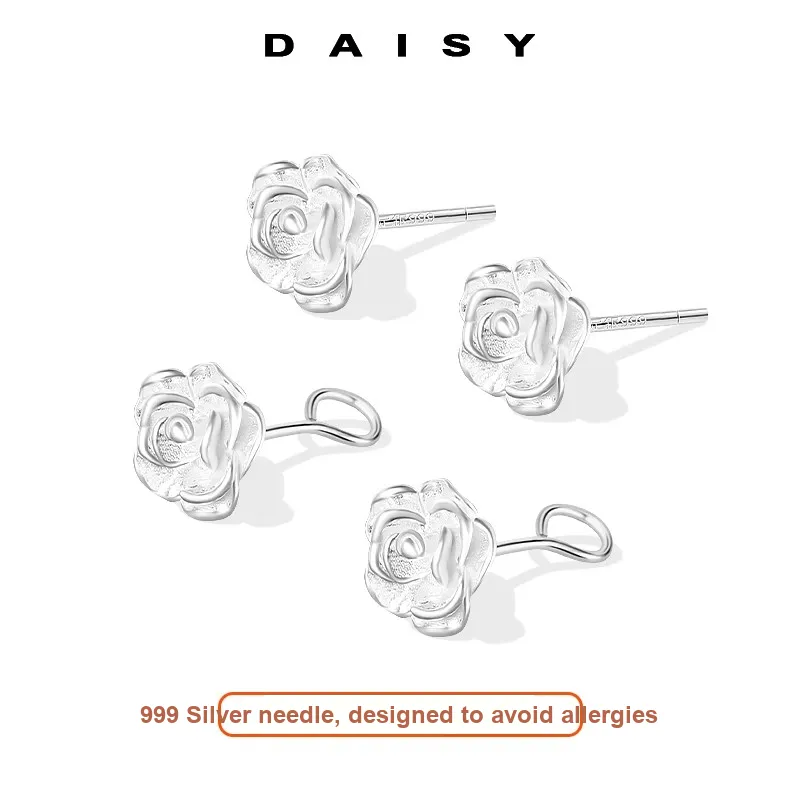 Daisy Dream 999 Fine Silver Needle Stud Earrings Women's-2