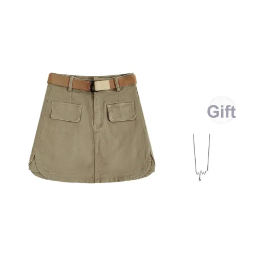 Mu Qingqing Джинсовые короткие юбки Женские Хаки