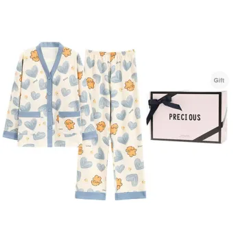 OEING Pajama Set Women's Gift Box Set Blue