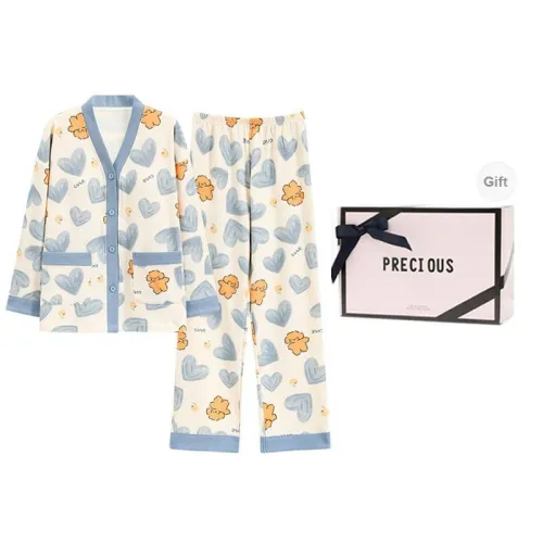 OEING Pajama Set Women's Gift Box Set Blue