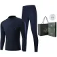 Men's Mock Neck Clothing Sets (Navy Blue) 100% cotton Skin-Friendly/3A Antibacterial