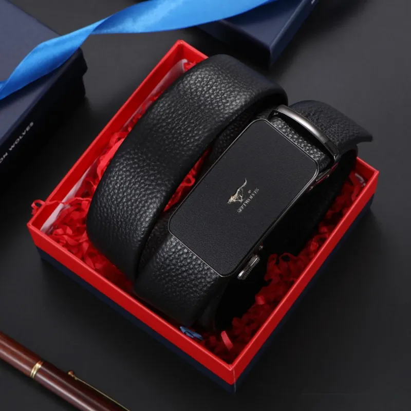 SEPTWOLVES Cow Leather Belts Men's Width 3.5CM-1