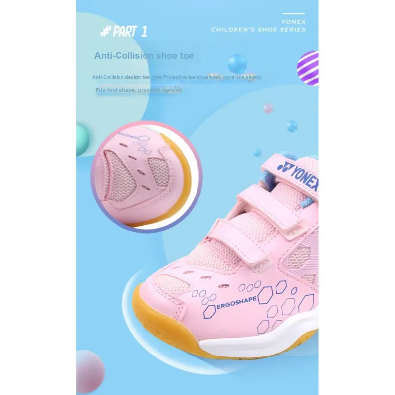 YONEX Power Cushion Abrasion Resistant Anti Kick Shock Absorbers Low Top Kids' Training Shoes Pink Blue Kids'-1