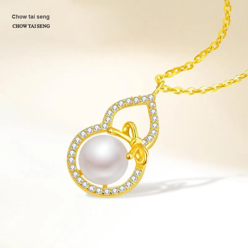 CHOW TAI SENG Pearl Elegant Elegance Goddess Collarbone Chain Women's-4