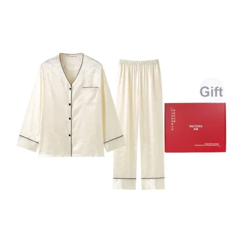 MEITENG Пижамный комплект Весенний и Осенний Женские Экрю