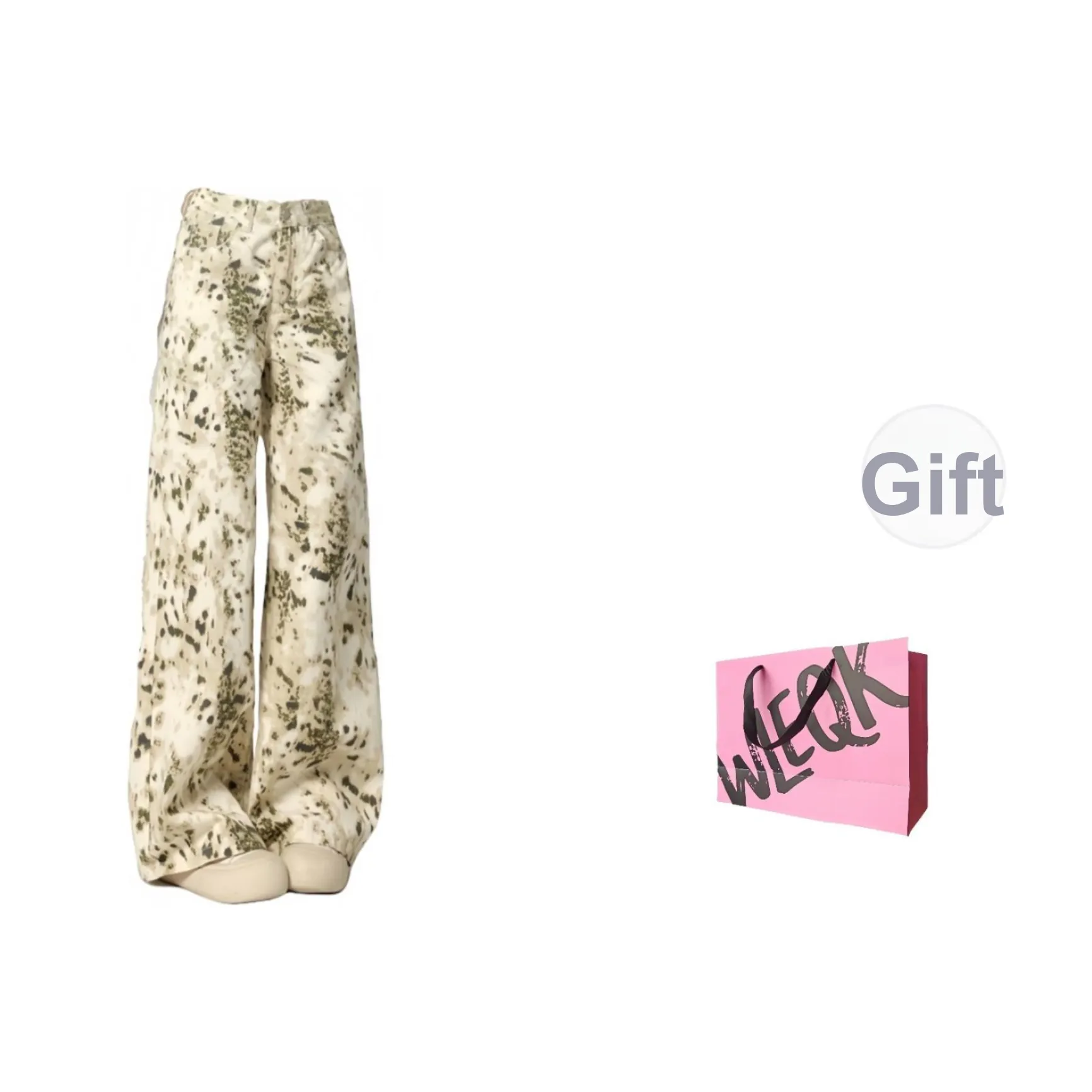 WLEQK Леопардовый принт Женские Джинсы