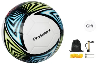 ProSelect Size 5 Soccer PU Seamless Thermal bonding Unisex Yellow White Blue