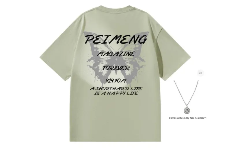 PEIMENG Short Sleeved T Shirts Unisex Comes With Necklace-30
