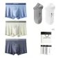 7A Grade Antibacterial Oyster Gusset[Bamboo Moon Blue+off-White+Dusk Gray][100% cotton Ankle Socks X2 Pack]Gift Box Set