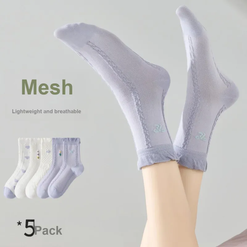 MIIOW Mid Calf Socks Women's 5 Pack-1
