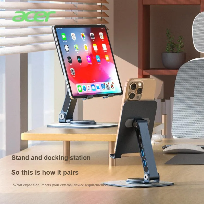 Acer Compact Portable Desktop Live Streaming Multifunction 360° Rotating Flat Phone Stand-1