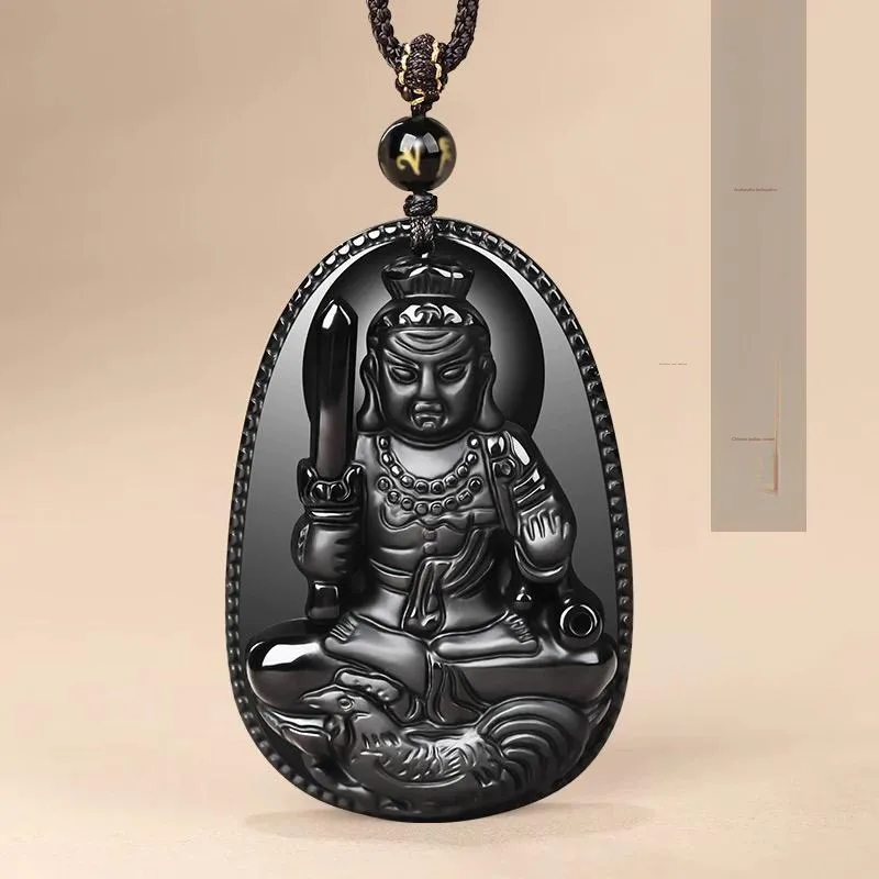 Stone On The Line Natural Obsidian Pendants Unisex-22
