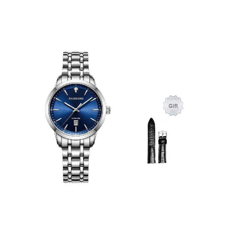 ROSSINI Enlightenment Collection Automatic Mechanical Movement Genuine Leather Strap Watch Unisex Silver Dial-2