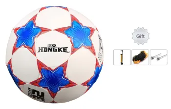 HONGKE Size 5 Soccer PU Machine Stitched Soccer Ball Unisex White Blue