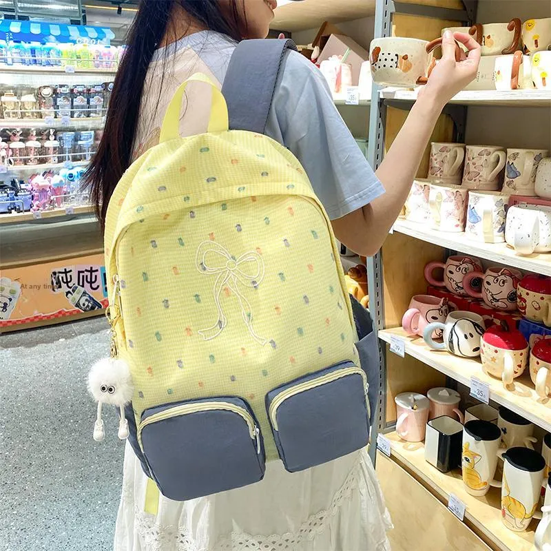 Yalu Nylon Backpack Unisex Yellow/Blue-2