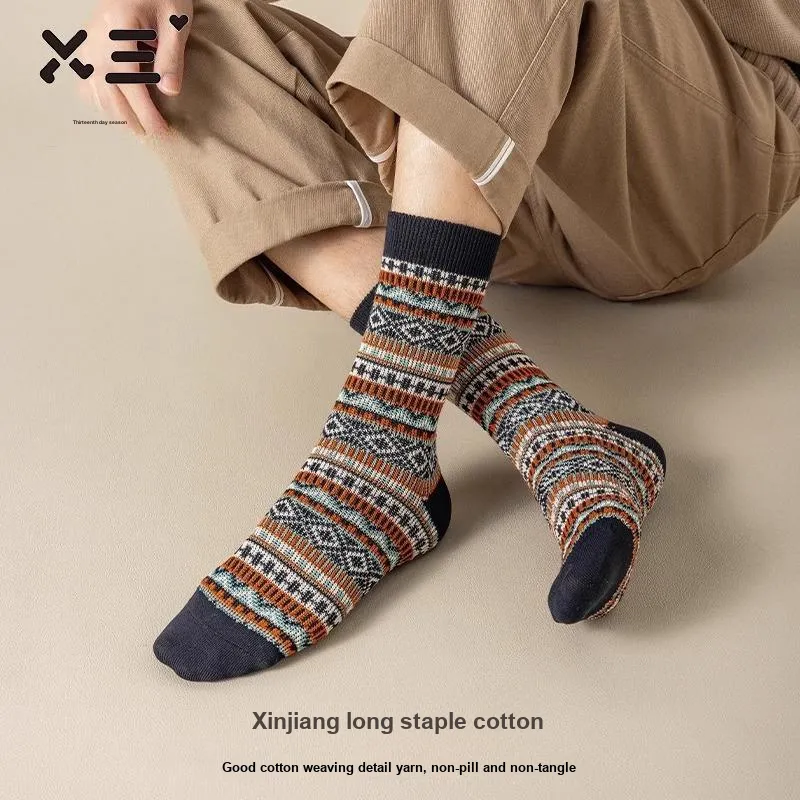 Thirteen day Season Mid Calf Socks Unisex 4 Pack Mixed Color-11