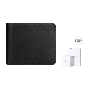 PIERRE CARDIN Top Grain Cow Leather Wallet Men's Black