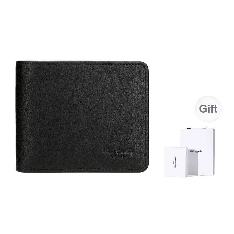 PIERRE CARDIN Top Grain Cow Leather Wallet Men's Black-0