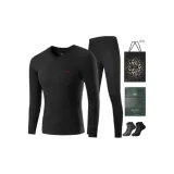 V-Neck Set (Black) 100% cotton Antibacterial/Includes 2-Pack Cotton Socks+Shopping Bag