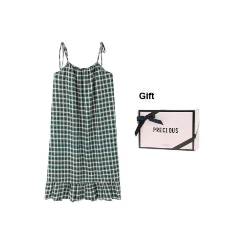 METE WHALE MT Ночная сорочка Женская Набор в подарочной коробке Зеленый в клетку