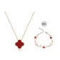[S999]Four-Leaf Clover Necklace-Red