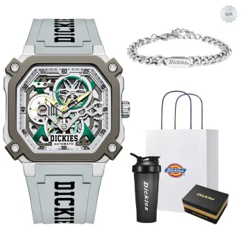 Dickies Wrist Watch Mechanical Movement Silicone Strap Cut Out Dial Unisex