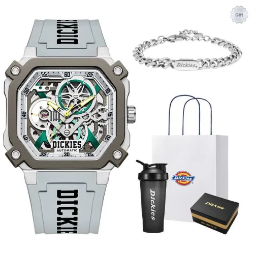 Dickies Wrist Watch Mechanical Movement Silicone Strap Cut Out Dial Unisex