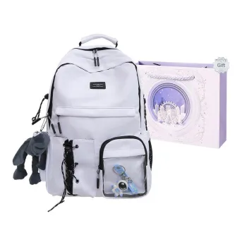 Baona Nylon Backpack Medium Size Unisex 1015 White/1015 Black/1016 White/1016 Black