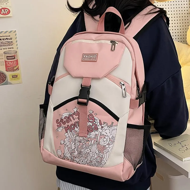 NIGEER Nylon Backpack Regular Women's Pink/Brown/Gray/Blue/Black-2