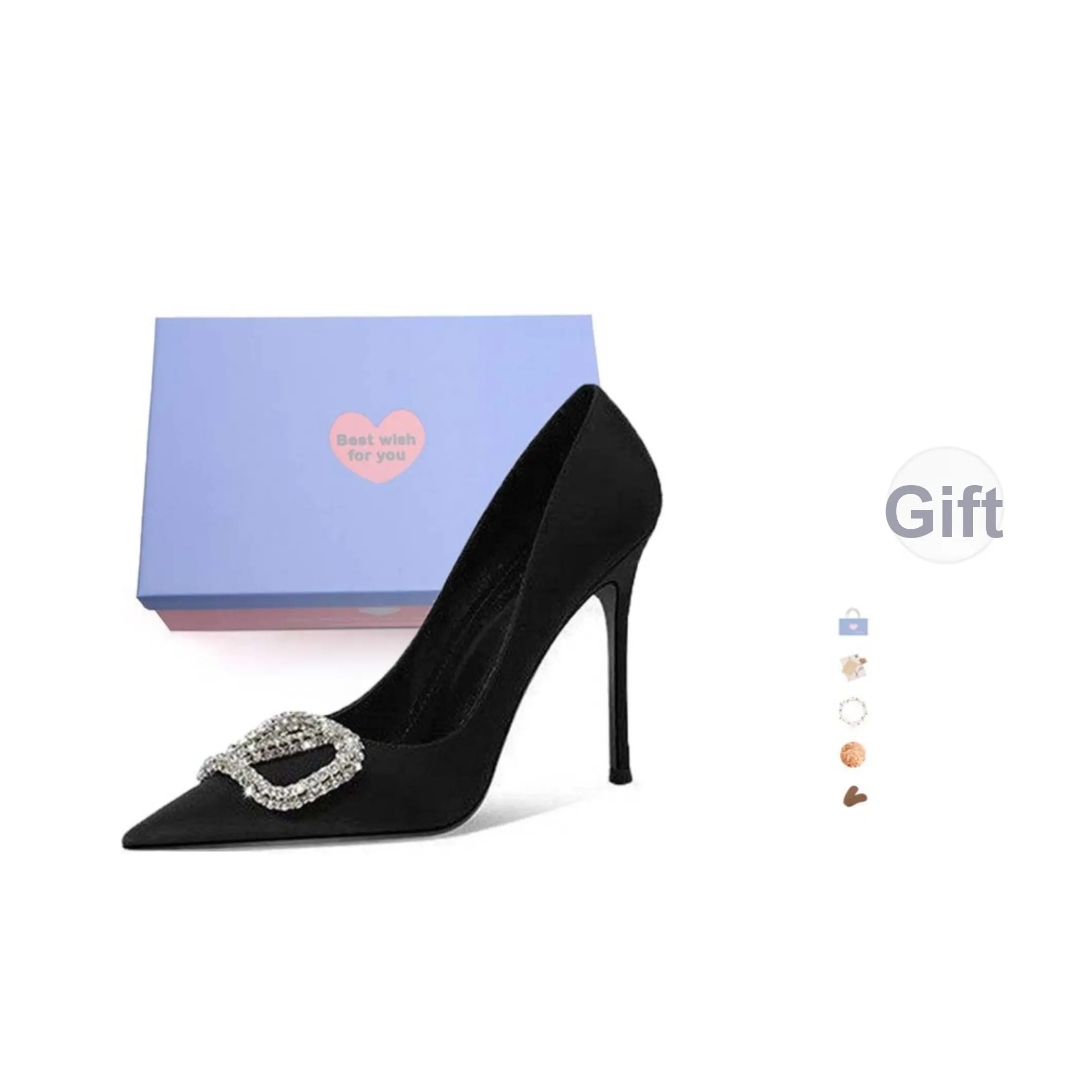 Xingdiman Низкий каблук Высокий каблук Женский Черный Набор в подарочной коробке