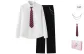 Gift Box Set, Black Zaki Butler Suit Trouser+Shirt, Comes with Free Pants Chains+Tie Already Tied