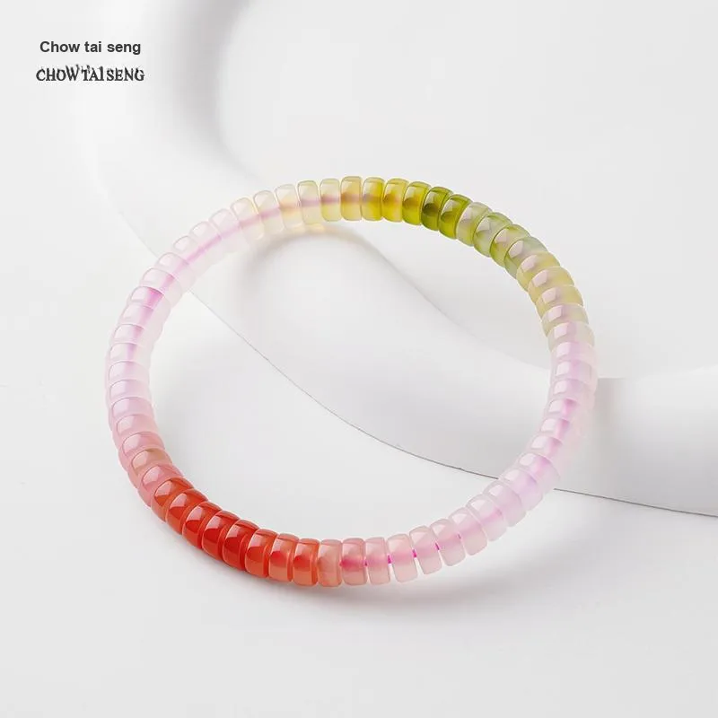 CHOW TAI SENG Agate Crystal Beaded Bracelet Unisex-2