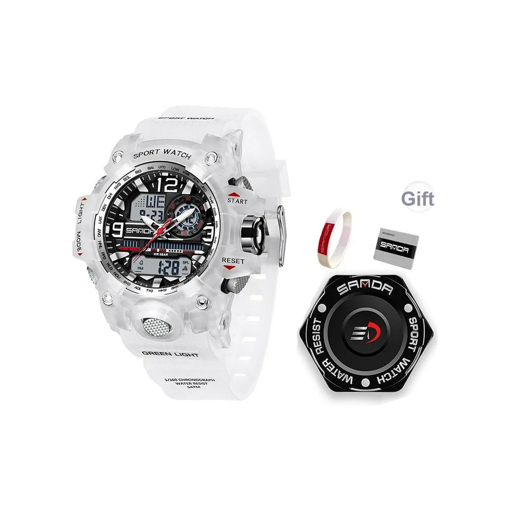 Sanda Электронный + Кварцевый механизм TPU Ремешок Женские часы Черный циферблат