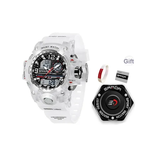 Sanda Электронный + Кварцевый механизм TPU Ремешок Женские часы Черный циферблат