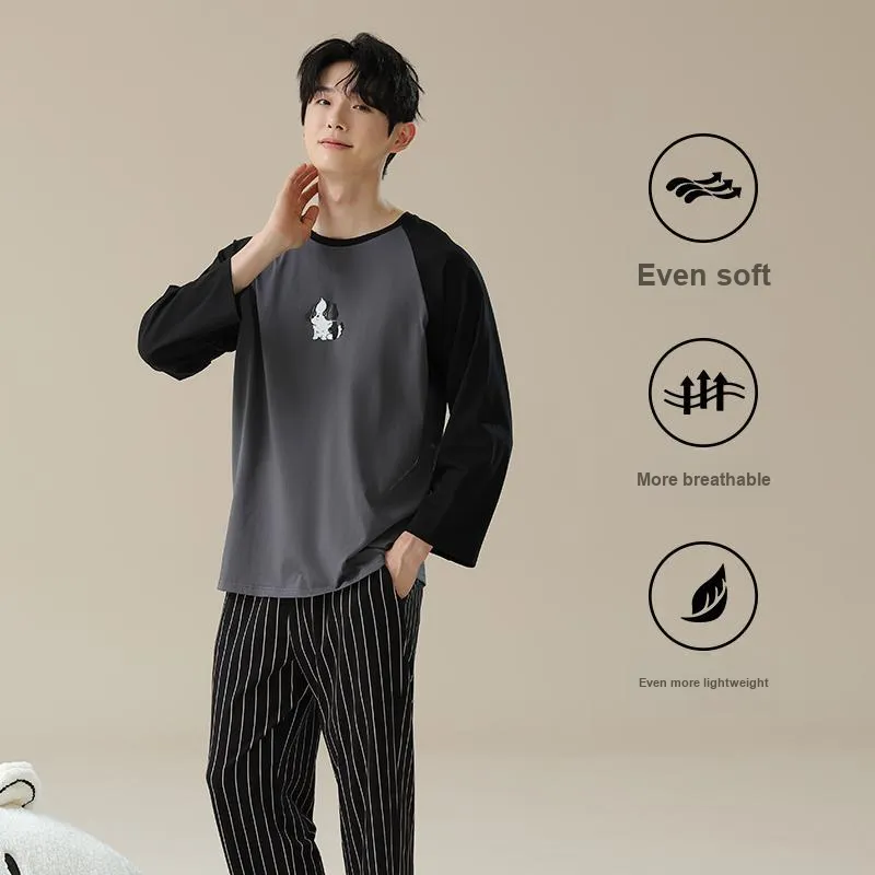 Allenalyson Pajama Set Unisex Gray Black-9