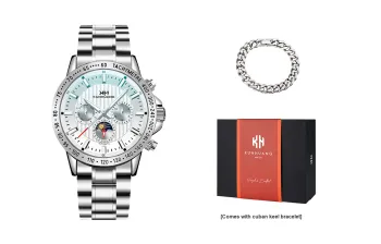 KUN HUANG Mechanical Movement Watch Men's Watches White Dial