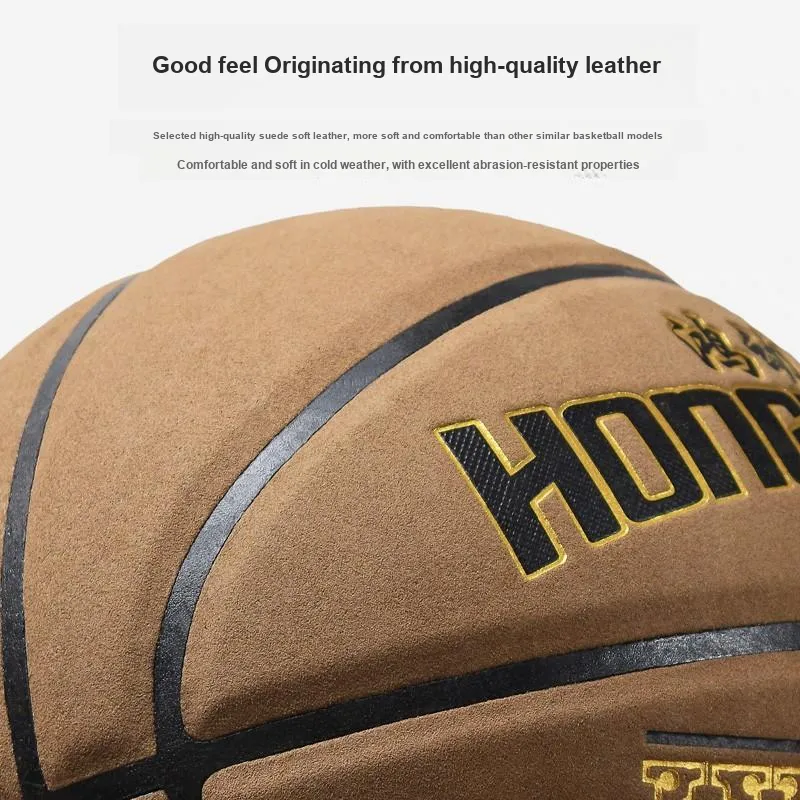 Hongdong Microfiber Composite Basketball Brown Size 7 Training Unisex-5