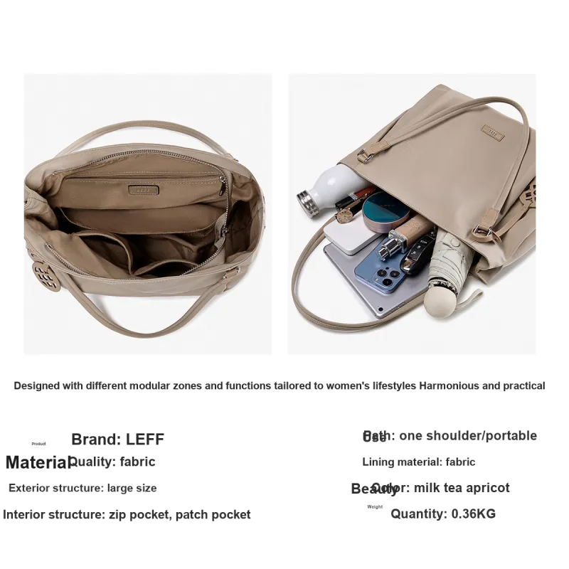 LEFF Fabric Shoulder Bag Regular Women's Milk Tea Apricot-4
