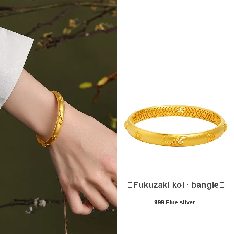 JITAIXIANG S999 Fine Silver Bangles Women's-4
