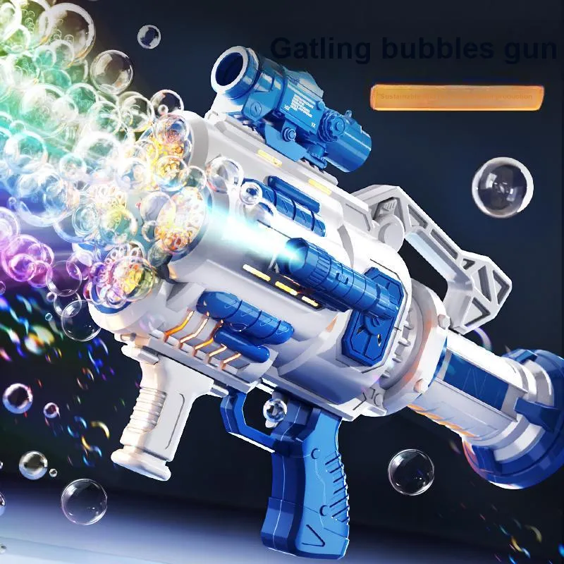 Yimi Space Gun, Electric Handheld Gatling 40 Eyelets Continuous Foam Bubble Machines-4
