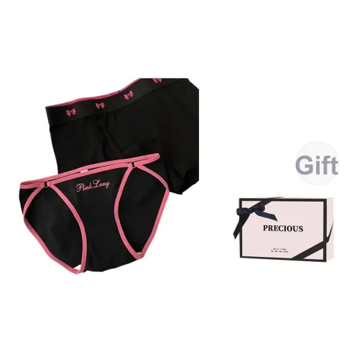 TLXT Черный Комбо Парный Комплект из Двух Предметов + [Коробка ко Дню Влюбленных] Унисекс Подарочный Набор Нижнего Белья