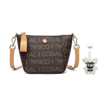 CORALDAISY Synthetic Leather Shoulder Bag Regular Women's Stone Gray/Coffee